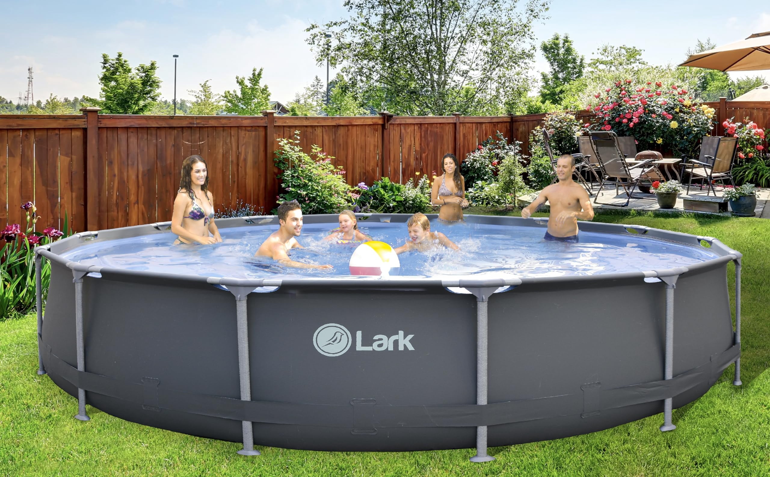 Lark Rustproof 12' ft. x 30 inch Fiberglass Frame Backyard Above Ground Swimming Pool with 530-Gallon Filtration Pump