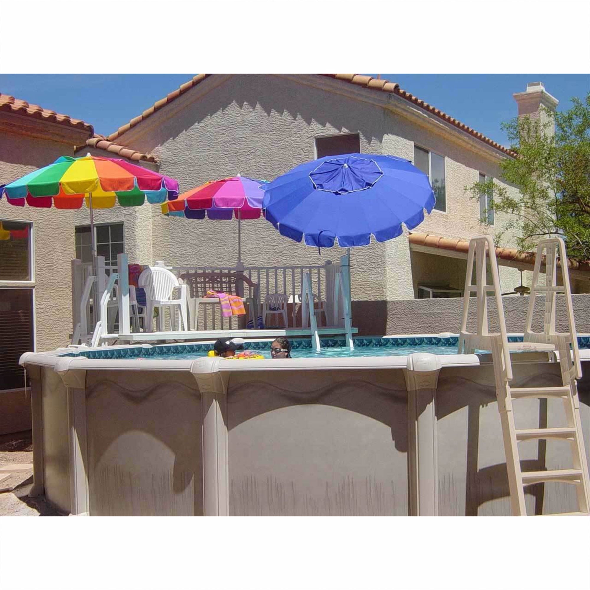Vinyl Works Canada SLAW Slide Lock A Frame Above Ground Pool Ladder, White