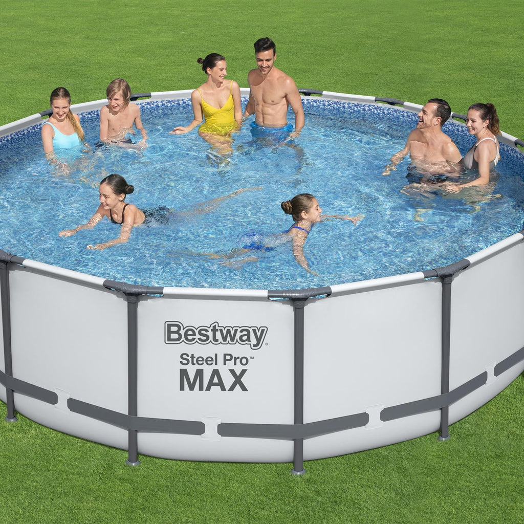 Bestway Steel Pro MAX 15’ x 48 Metal Frame Above Ground Pool, Blue, POOL ONLY
