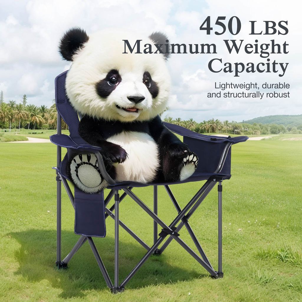 Sophia & William 2 Pack Oversized Camping Chair Heavy-Duty Steel Frame Supports 450Lbs, Foldable Outdoor Lawn Chair with Cup Holder for Backyard & Camping, Black