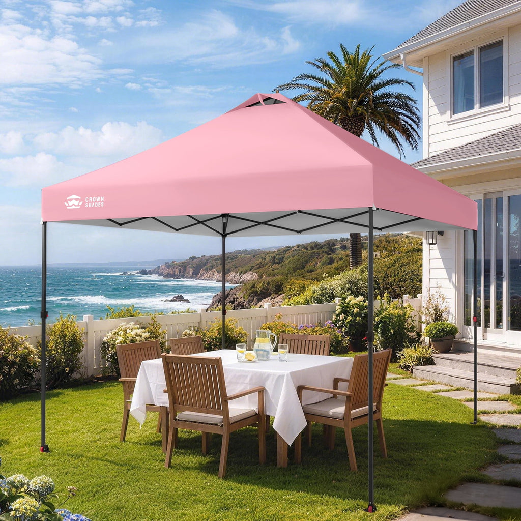 CROWN SHADES 10x10 Pop Up Canopy Patented Center Lock One Push Instant Outdoor Canopy Tent Grey