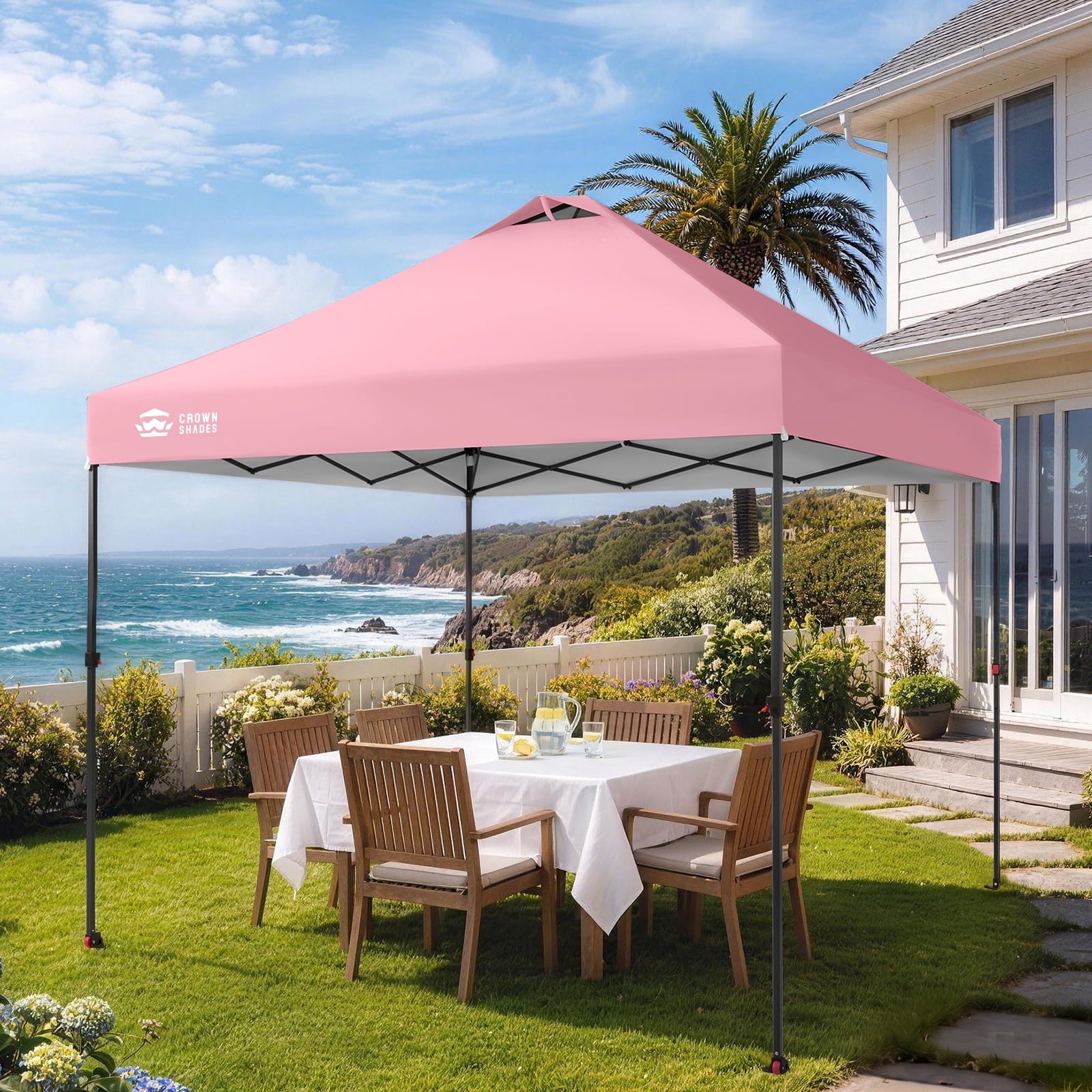 CROWN SHADES 10x10 Pop Up Canopy Patented Center Lock One Push Instant Outdoor Canopy Tent Grey