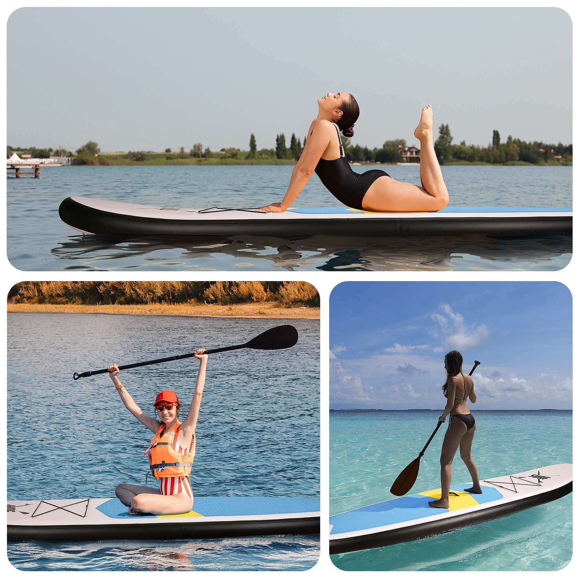 Naipo 10FT Inflatable Paddle Board Stand Up Paddle Board SUP Board with 120x30x6 for Youth & Adults Summer