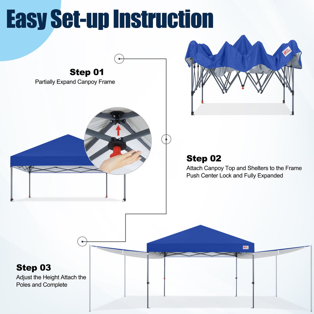 MASTERCANOPY 10 x 10ft Pop-up Canopy Tent with 2 Detachable Side Shades, White