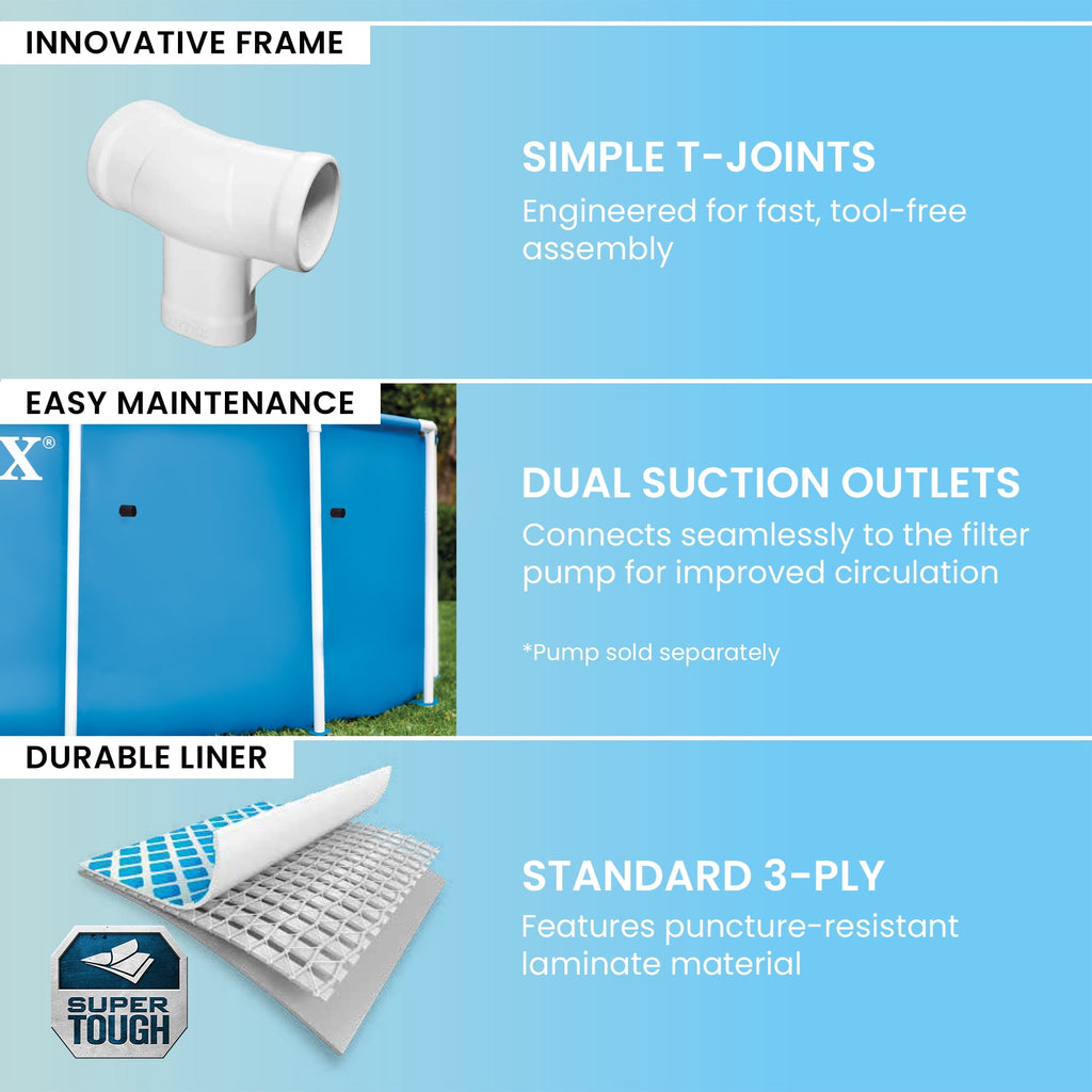 INTEX Metal Frame 10' x 30 Outdoor Swimming Pool with Filter Pump & Cover