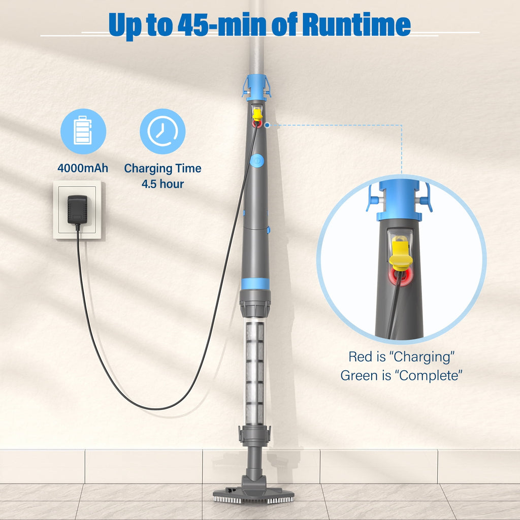 Efurden Cordless Pool Vacuum, Handheld Pool Vacuum with Running Time up to 60-Minutes for Small Above Ground Pools, Hot Tubs and Spas (Green)