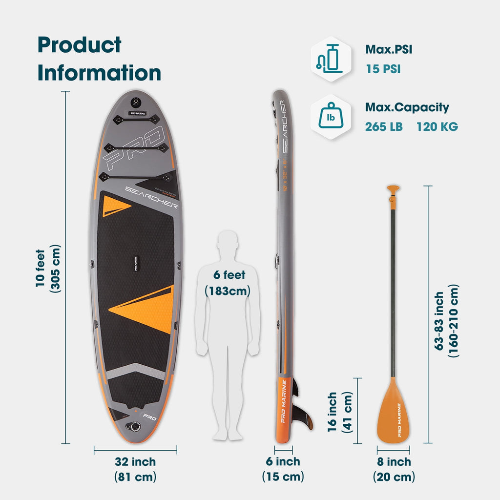 PROMARINE 10' Inflatable Stand up Paddle Boards  Adjustable Paddle SUP Carry Bag & Fast Pumping for Youth & Adults