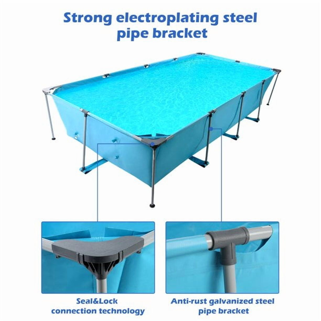 GASKY 15FT Swimming Pool Metal Frame Rectangular Frame Outdoor Backyard Above Ground Family Teenagers Splash
