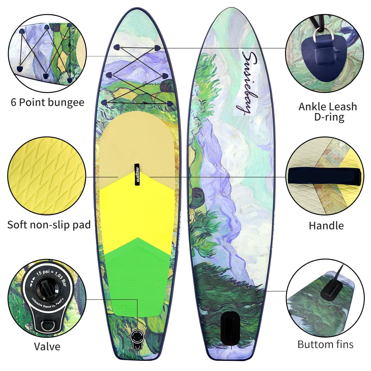 Rayocon Inflatable Paddle Board for Adults, 10'6 Stand Up Paddle Board, Wide Stable Touring SUP with Pump and Dry Bag