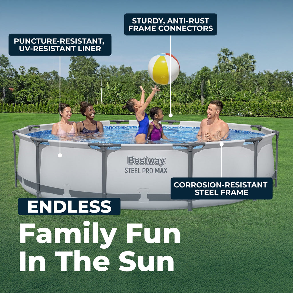 Bestway Steel Pro MAX 10'x30\ Metal Frame Above Ground Pool Set w/ Filter Pump & Cartridge