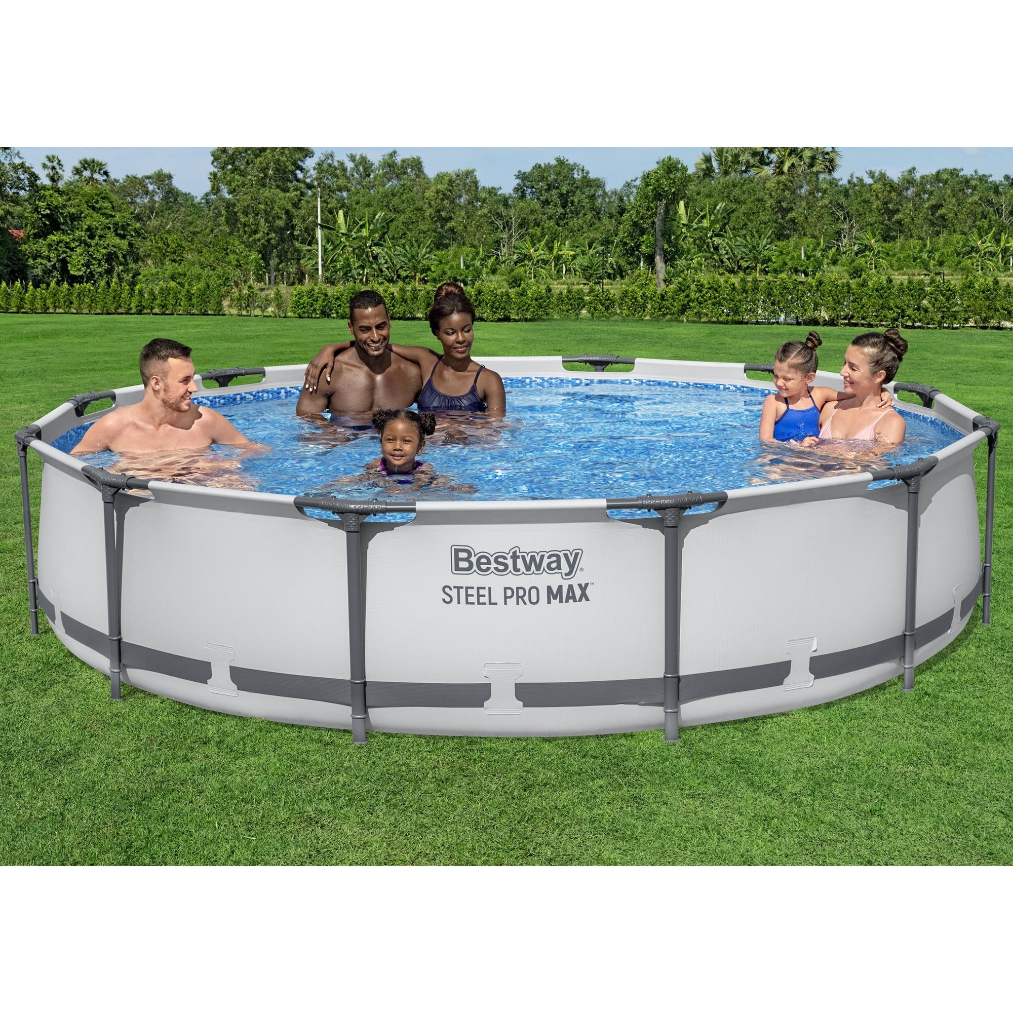 Bestway 12' x 30 Steel Pro Round Frame Above Ground Pool Set with Filter Pump