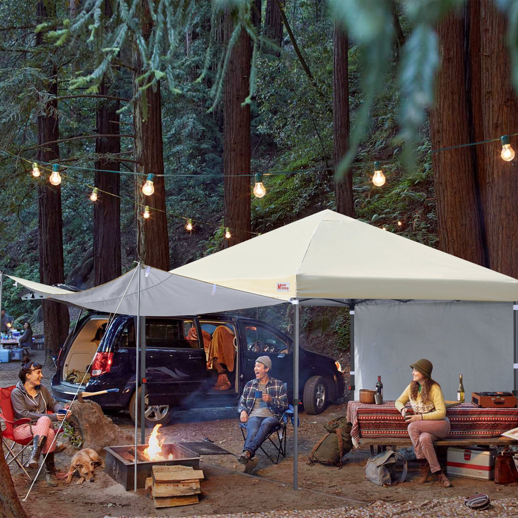 MASTERCANOPY 10 x 10ft Pop-up Canopy Tent with 2 Detachable Side Shades, White