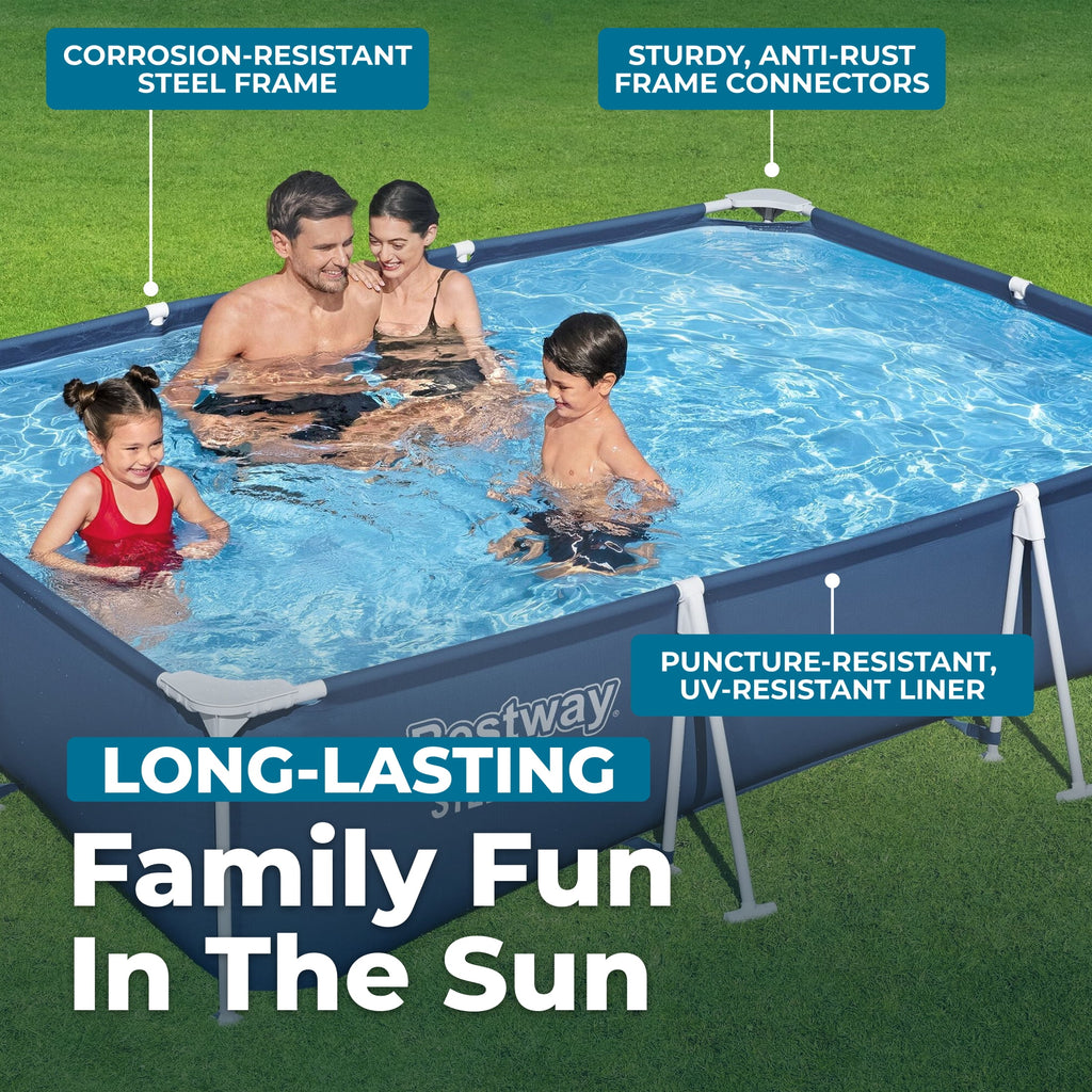 Bestway Steel Pro Rectangle Above Ground Pool Set, 12' x 6'7 x 26