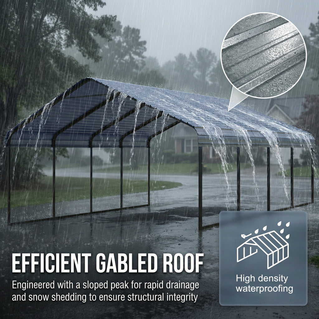 Heavy-Duty 10x20 ft Carport Garage, All-Weather Protection for RV, Boat, Car & Truck, Portable Shelter with Wind & Rust Resistance