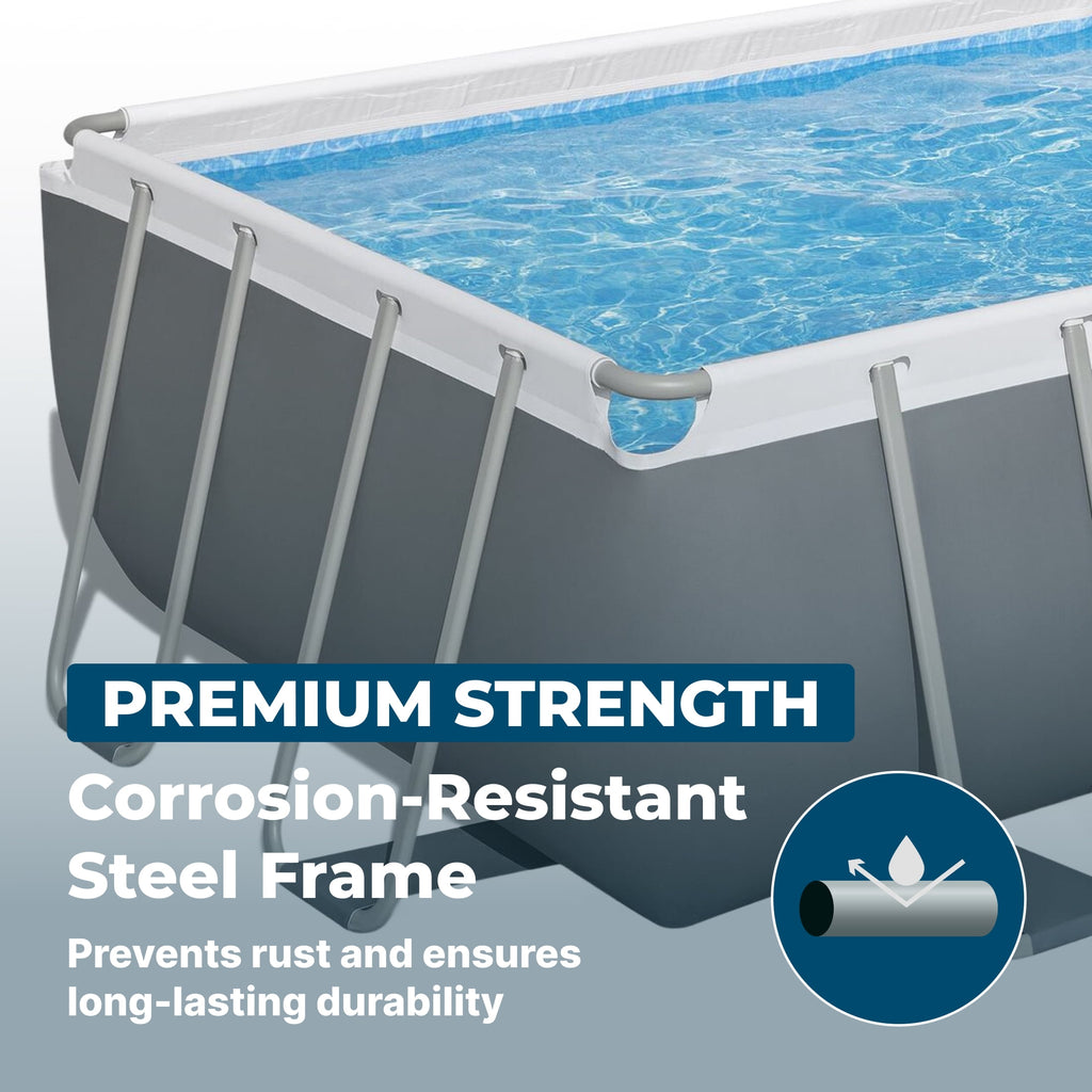 Bestway Power Steel 24’ x 12' x 52” Metal Frame Above Ground Pool, Gray