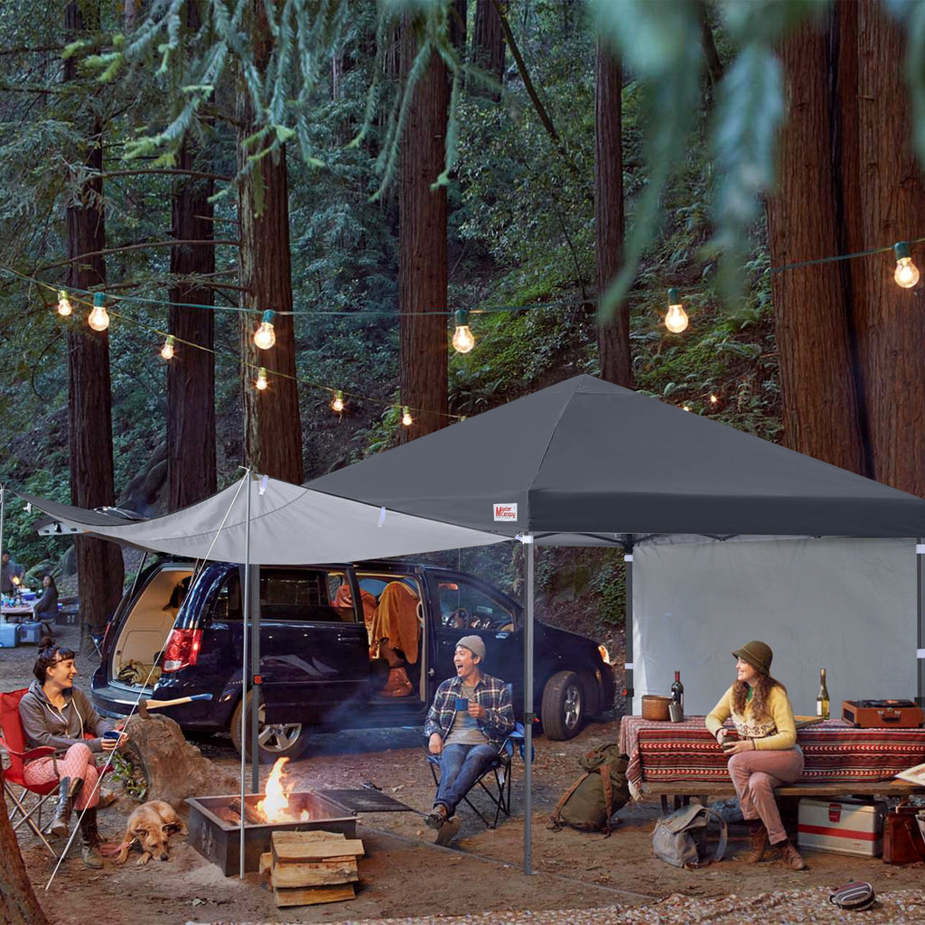 MASTERCANOPY 10 x 10ft Pop-up Canopy Tent with 2 Detachable Side Shades, White