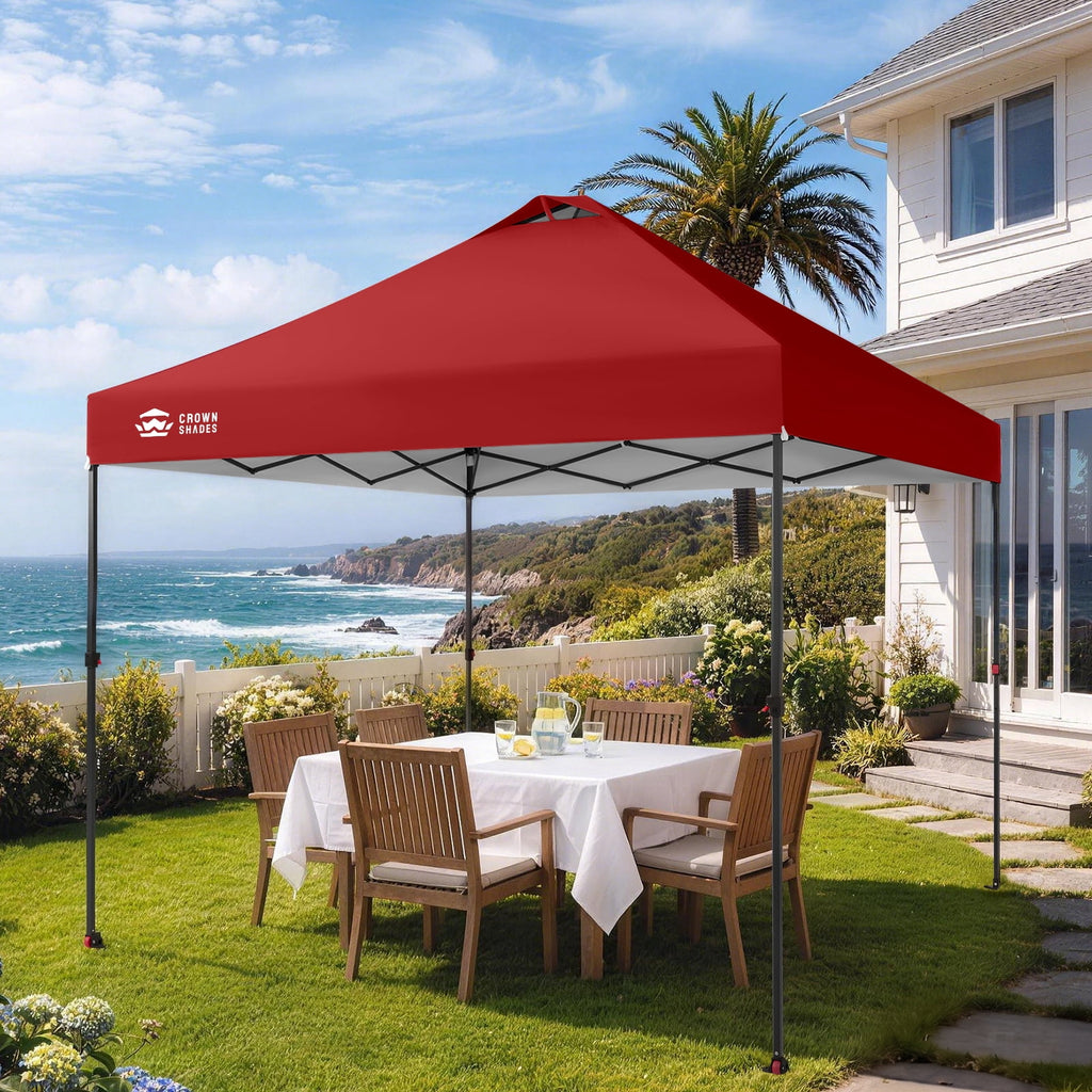 CROWN SHADES 10x10 Pop Up Canopy Patented Center Lock One Push Instant Outdoor Canopy Tent Grey