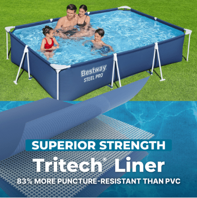 Bestway Steel Pro Rectangle Above Ground Pool Set, 12' x 6'7 x 26