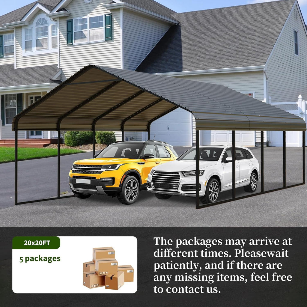 Heavy-Duty 10x20 ft Carport Garage, All-Weather Protection for RV, Boat, Car & Truck, Portable Shelter with Wind & Rust Resistance