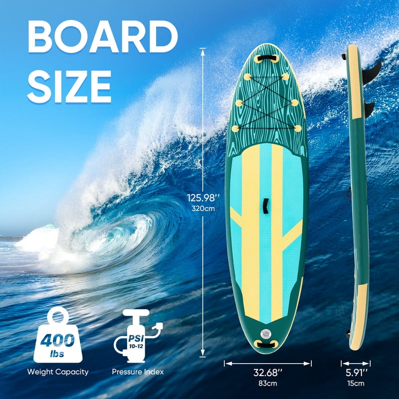 TINKLE WELL Inflatable Stand Up Paddle Board (SUP) Kit, Ultra-Stable Wide Design w/Non-Slip Deck & 2-in-1 Adjustable Paddle, Complete Set for Beginners/Experts, Youth & Adults, Organe
