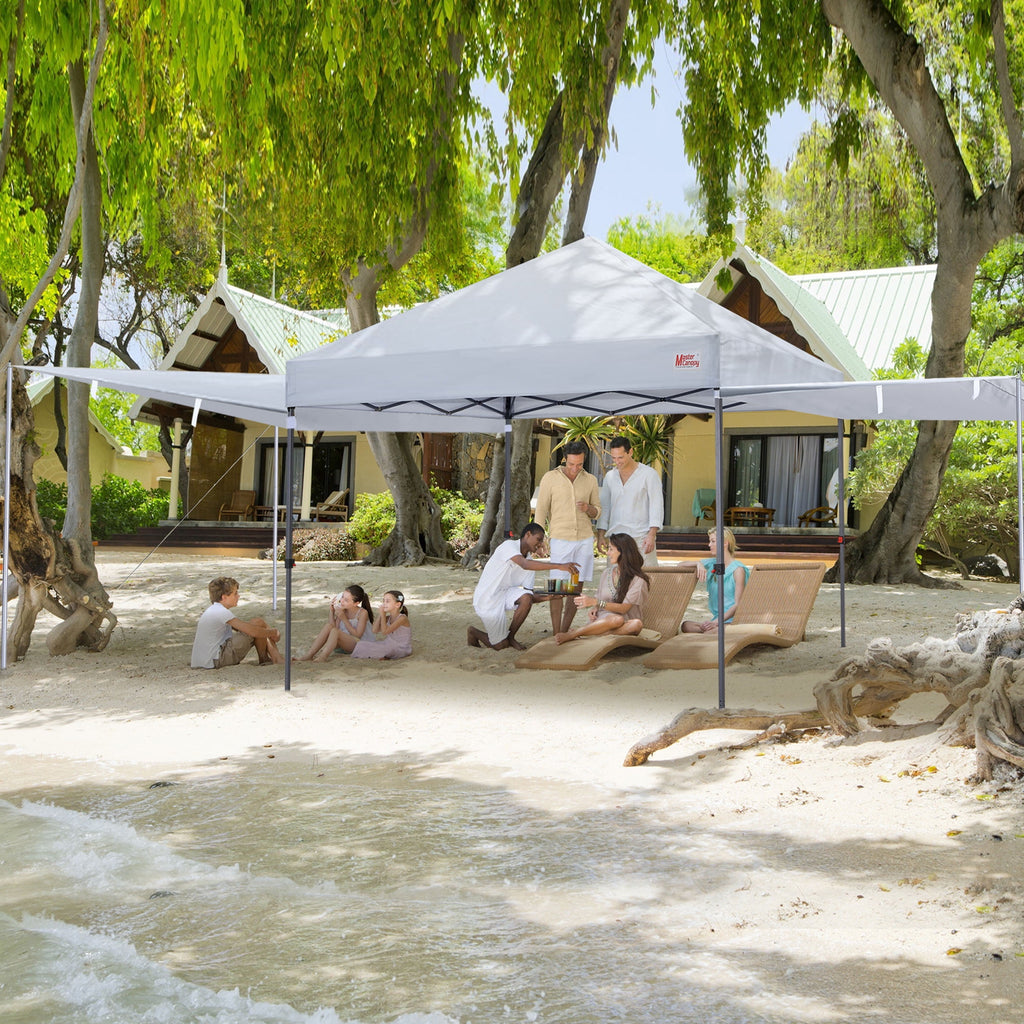 MASTERCANOPY 10 x 10ft Pop-up Canopy Tent with 2 Detachable Side Shades, White