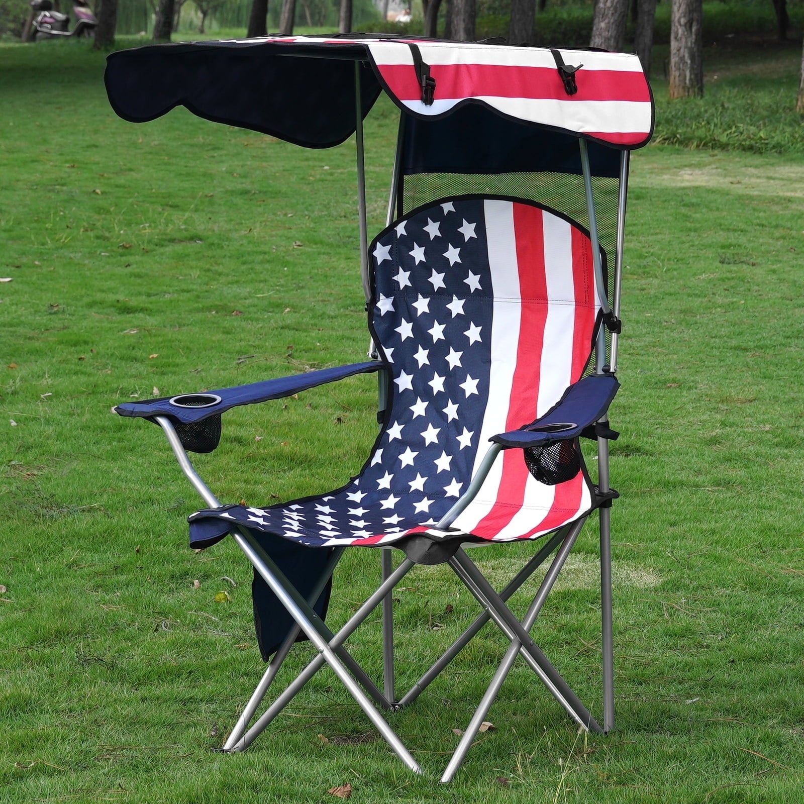 VTOY Camping Chair with Canopy Portable Canopy Camping Chairs with Shade for Outside Folding Beach Chairs with Shade for Adults(Olive Green)