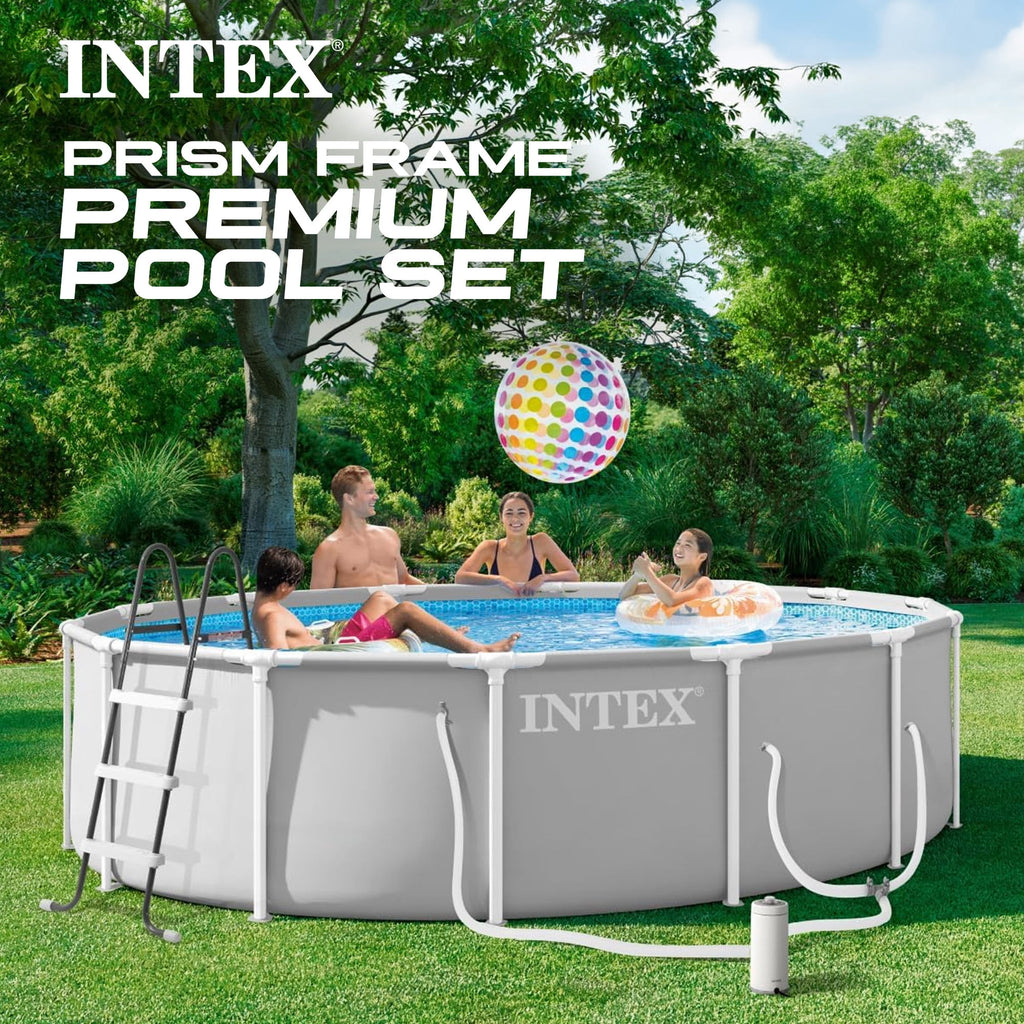 INTEX 26719EP Prism Frame 14'x42 Above Ground Pool w/ Pump, Ladder, Cover, Ground Cloth