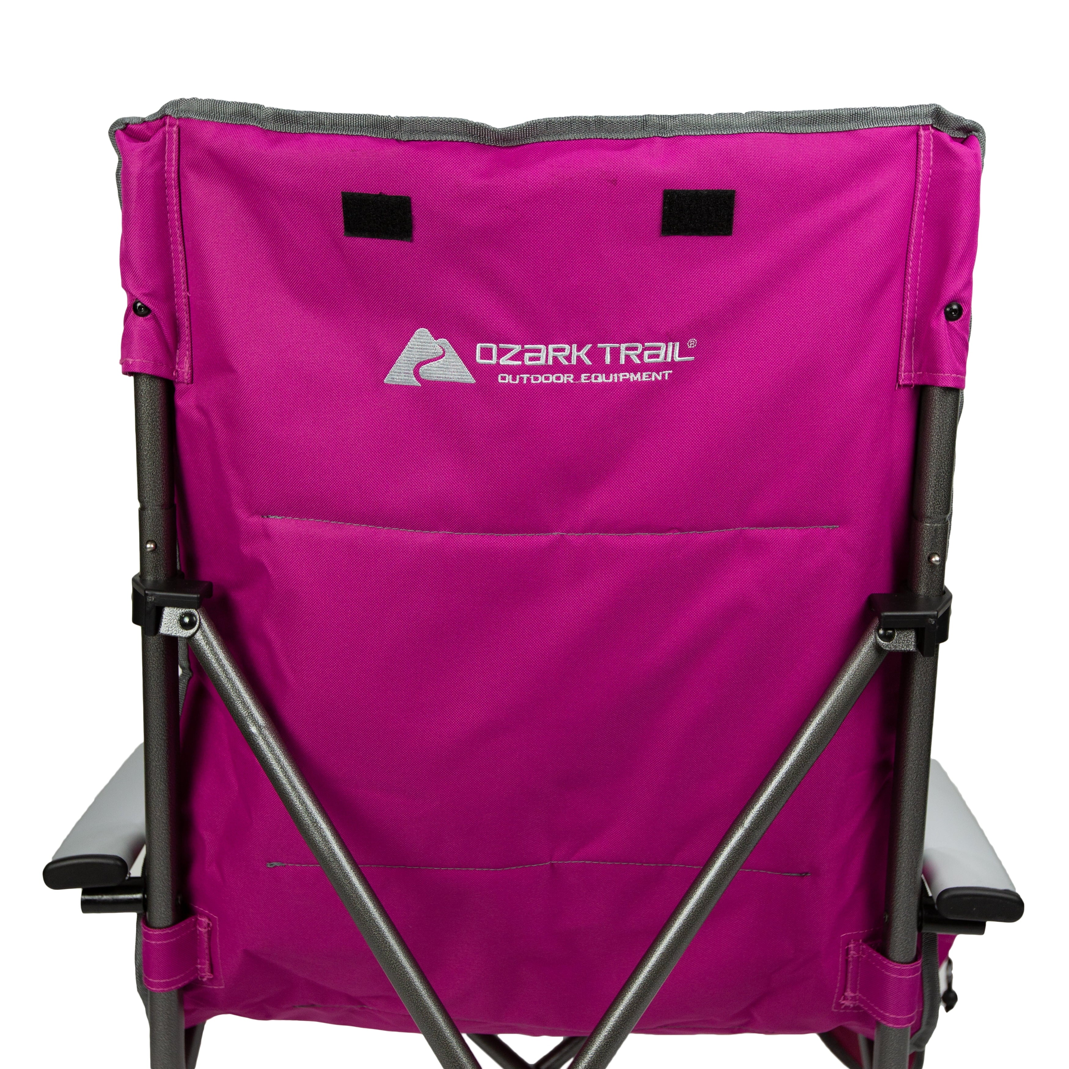 Ozark Trail High Back Camping Chair, Pink with Cupholder, Pocket, and Headrest, Adult