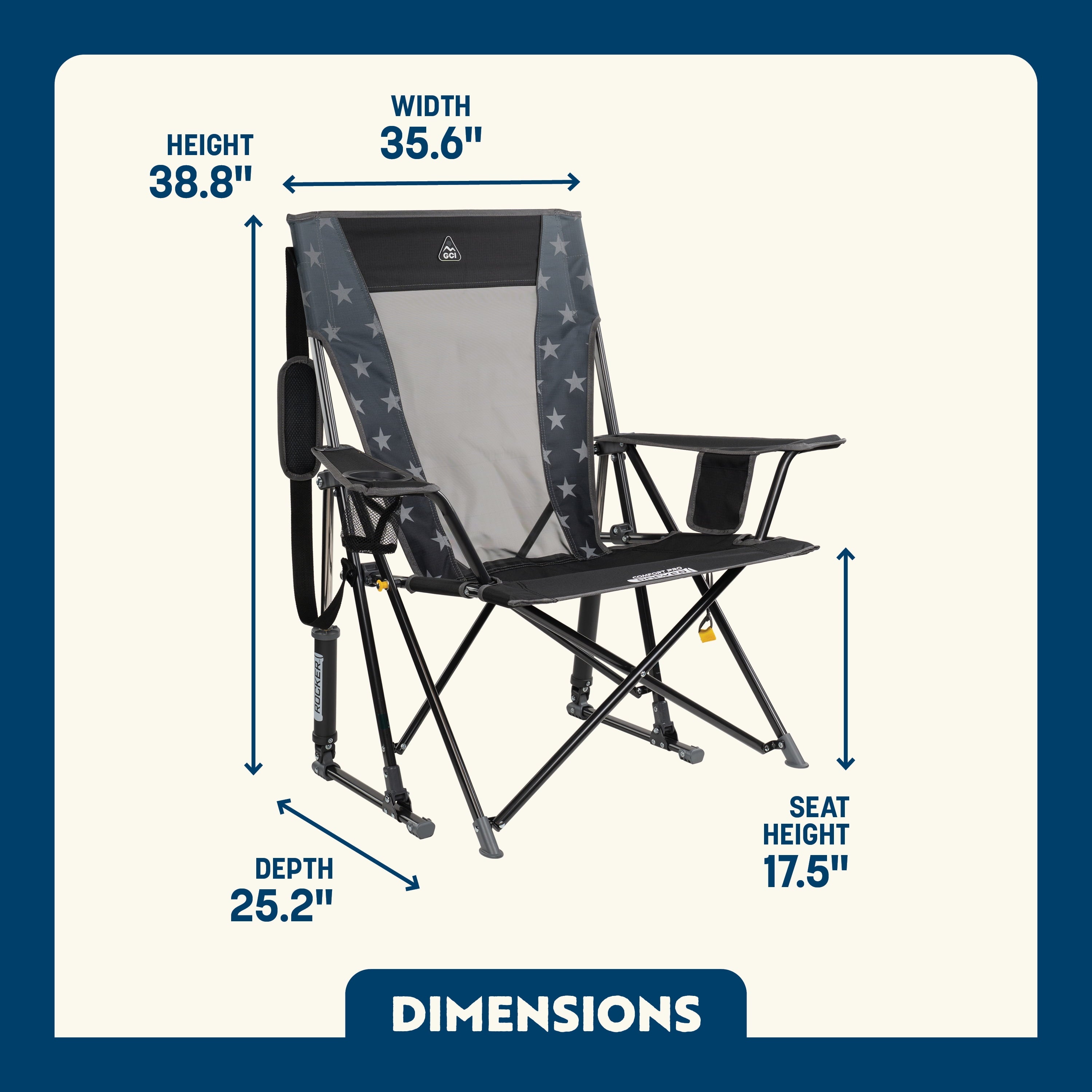 GCI Outdoor Comfort Pro Rocker Camping Chair with Mesh Backrest, Pastel Green Colorblock
