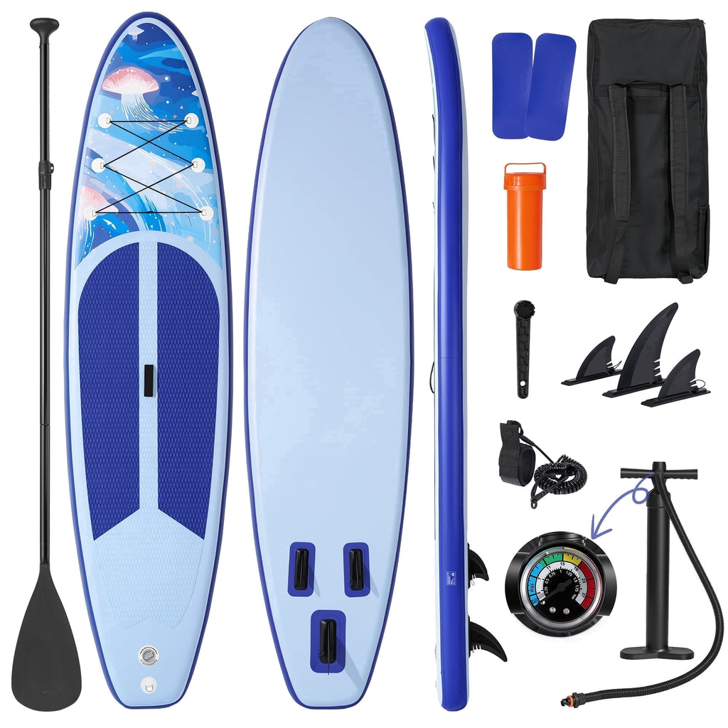 Naipo 10.6ft Inflatable Stand Up Paddle Board with Premium SUP Accessories Set Bi-Action Pump(10 Mins Inflate) 330 lbs for 2-3 People for Adults & Youth & Beginners