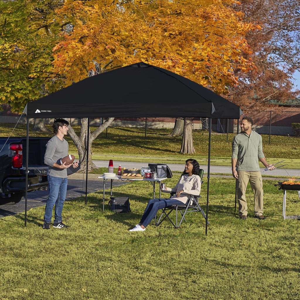 Ozark Trail 10x10 Instant Pop Up Canopy Tent with Simple Push Setup – Straight Leg Pop-Up Tent for Tailgating, Camping & Events, Gold