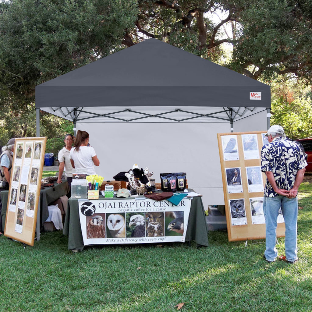 MASTERCANOPY 10 x 10ft Pop-up Canopy Tent with 2 Detachable Side Shades, White