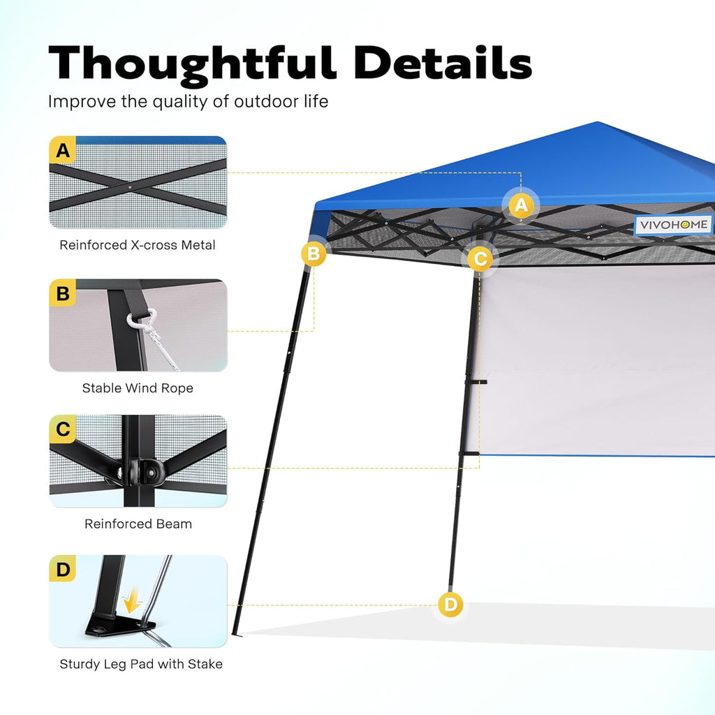 SPECSTAR 8'x8' Slant Leg Canopy Tent with Central Lock Design, Perfect for Camping, Party, Yard, and Beach Events, Beige (6x6ft Canopy Cover)