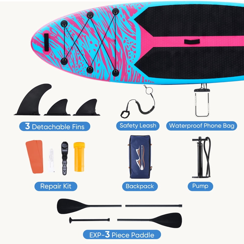 TINKLE WELL Inflatable Stand Up Paddle Board (SUP) Kit, Ultra-Stable Wide Design w/Non-Slip Deck & 2-in-1 Adjustable Paddle, Complete Set for Beginners/Experts, Youth & Adults, Organe