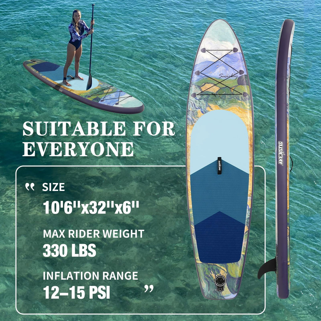 Rayocon Inflatable Paddle Board for Adults, 10'6 Stand Up Paddle Board, Wide Stable Touring SUP with Pump and Dry Bag