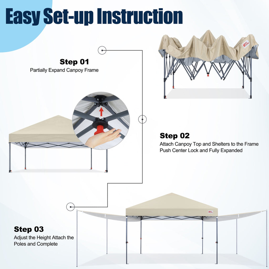 MASTERCANOPY 10 x 10ft Pop-up Canopy Tent with 2 Detachable Side Shades, White
