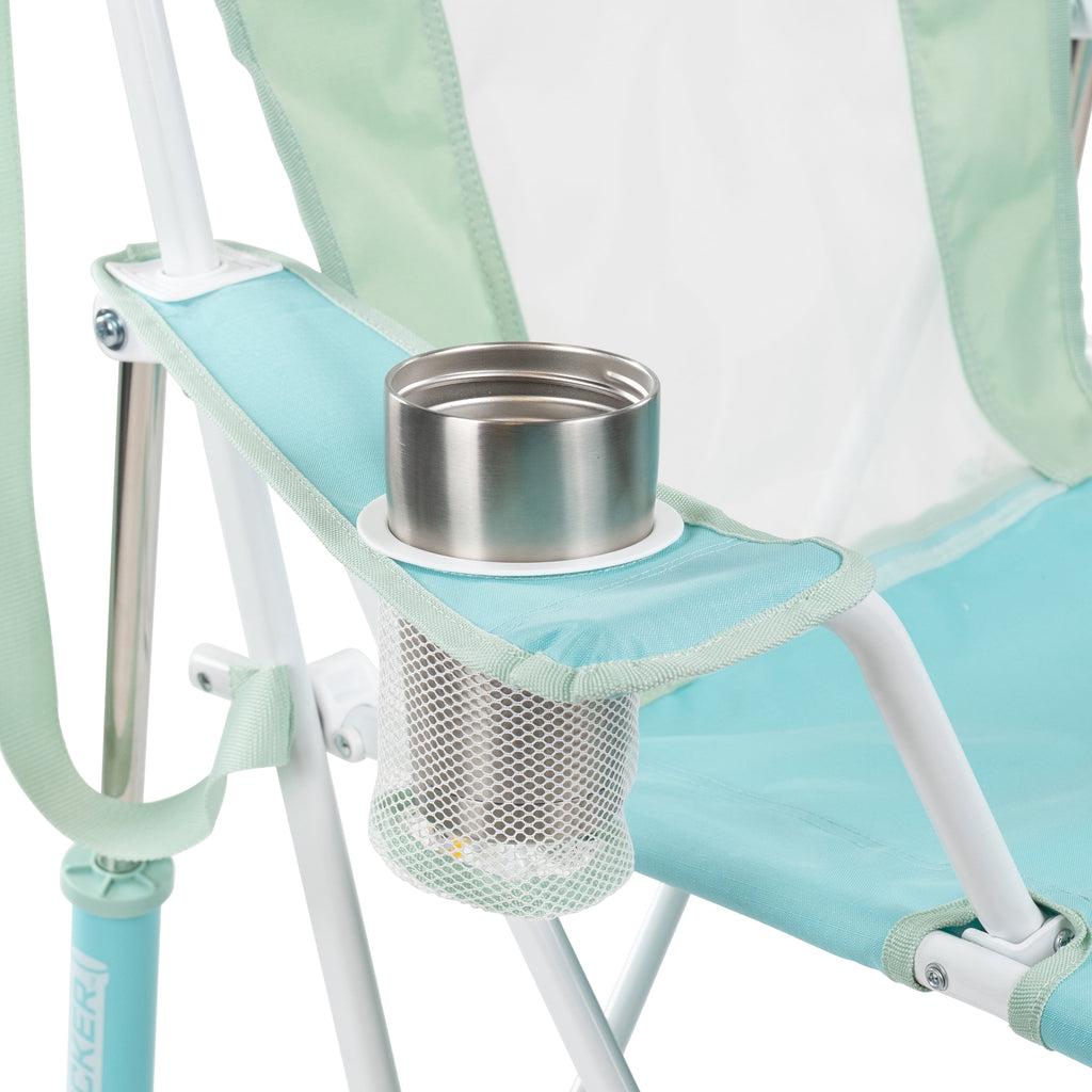 GCI Outdoor Comfort Pro Rocker Camping Chair with Mesh Backrest, Pastel Green Colorblock
