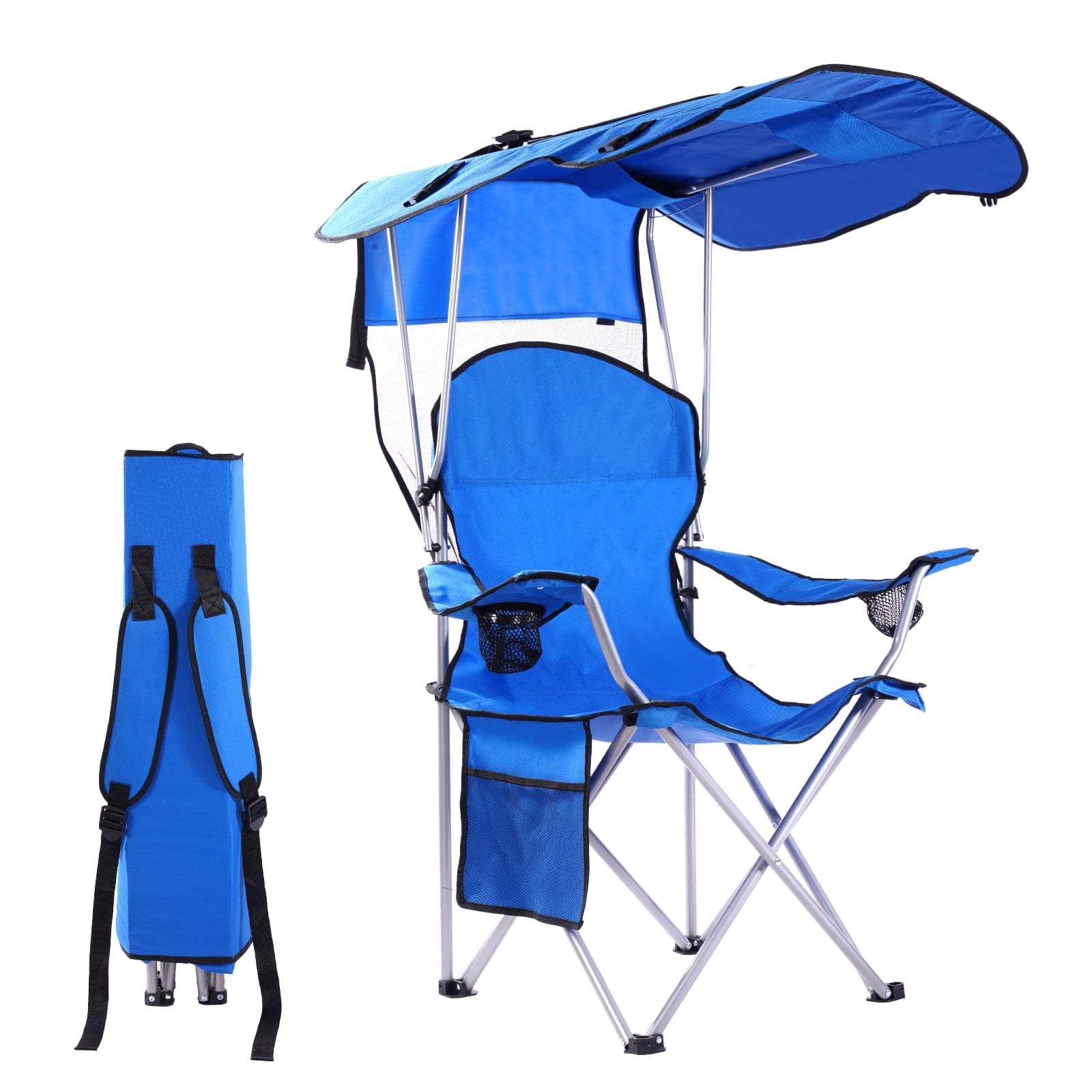 VTOY Camping Chair with Canopy Portable Canopy Camping Chairs with Shade for Outside Folding Beach Chairs with Shade for Adults(Olive Green)