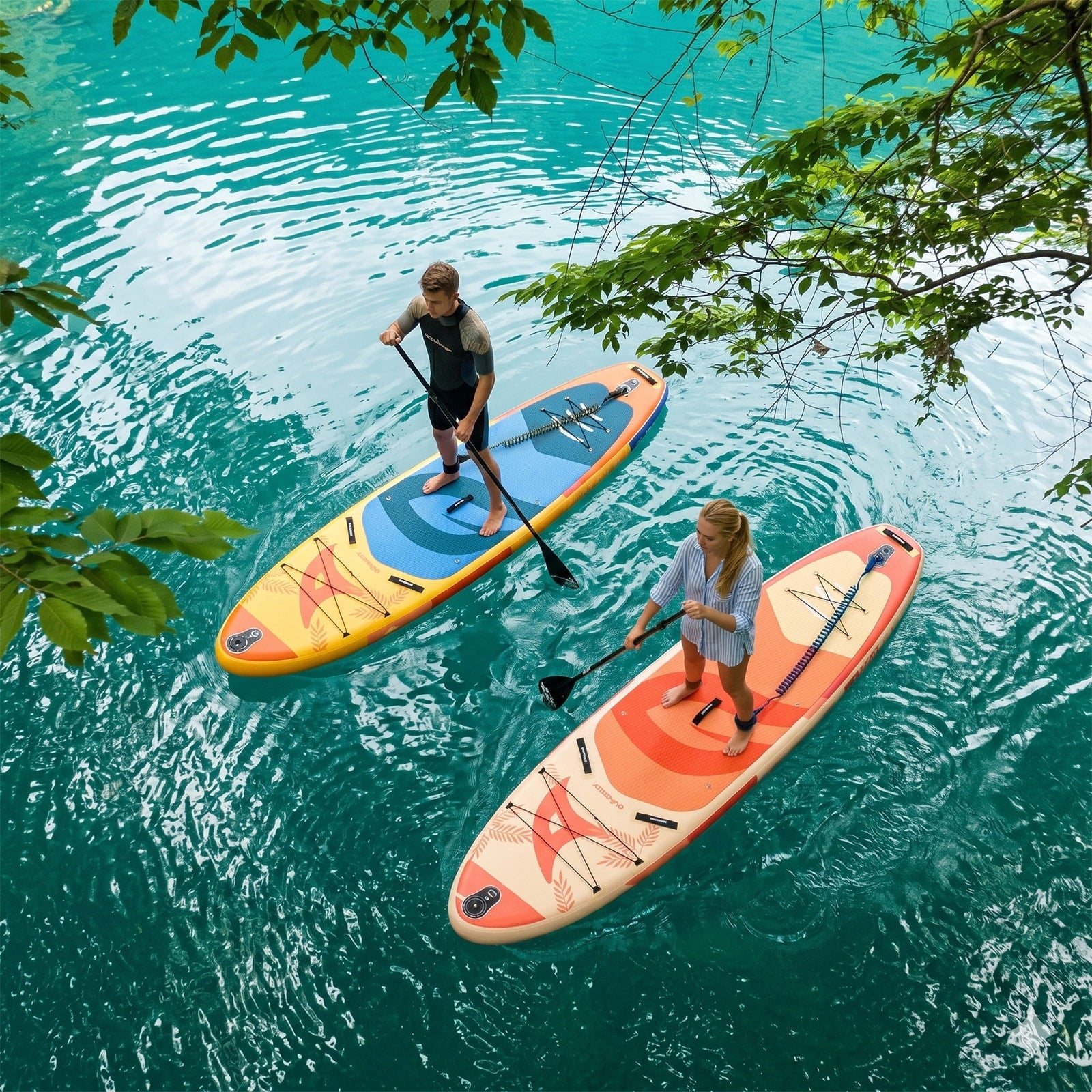 Quashley Inflatable Paddle Board 11' x 34 Wide All-Around SUP with Paddle, Pump, Backpack & Leash