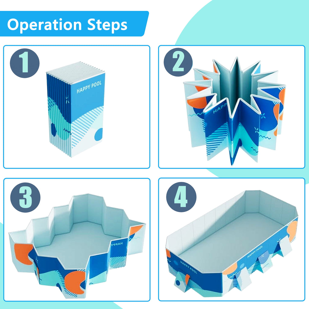 Hyindoor Outdoor Foldable Non-Inflatable Adults and Kids Swimming Pool Hard Plastic Anti-Slip for Lawn Garden Backyard（116 x 65 x 21）