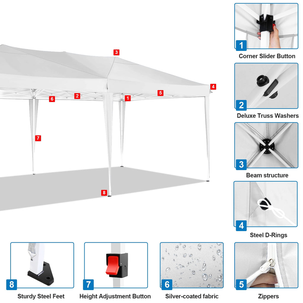 HOTEEL 10x10ft Popup Canopy Waterproof Canopy with 4 Sidewalls Outdoor Commercial Instant Shelter Beach Camping Canopy Tent for Party, Black