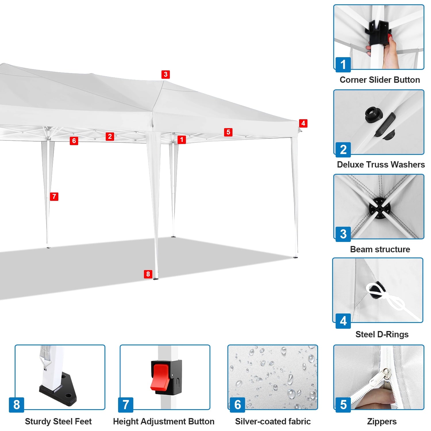 HOTEEL 10x10ft Popup Canopy Waterproof Canopy with 4 Sidewalls Outdoor Commercial Instant Shelter Beach Camping Canopy Tent for Party, Black