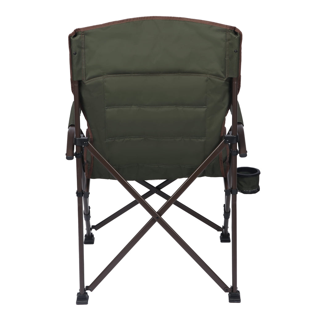 Ozark Trail Heavy Duty Hard Arm Camp Chair with Adjustable Cupholder, Tensioned Seat Fabric, Brown