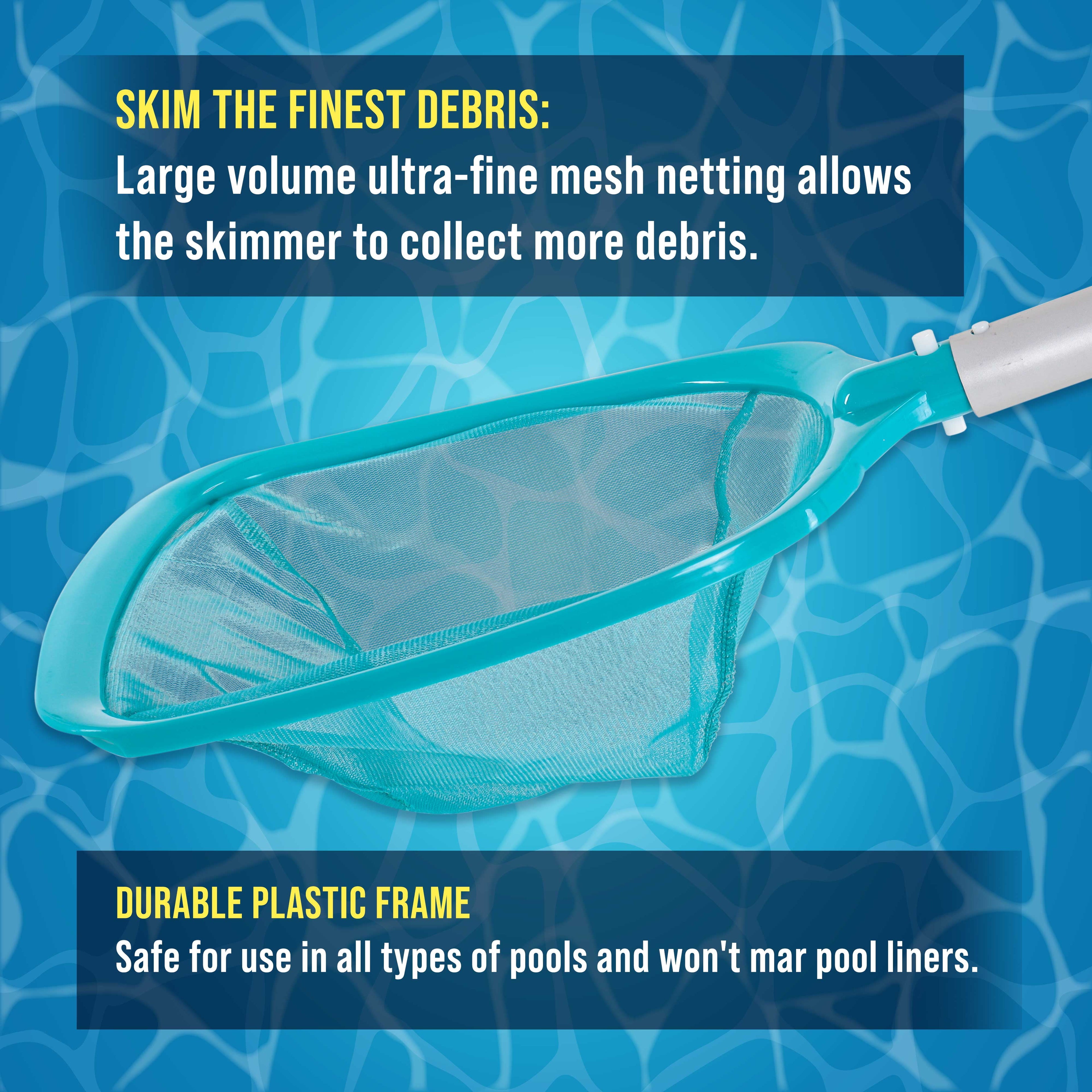 U.S. Pool Supply Pool Maintenance Kit with Leaf Skimmer Net, Brush, and Adjustable Telescopic Pole - 6 Deep Mesh Netting, Nylon Scrub Brush, Clean Sweep Debris from Walls, Floors, Steps, Spas, Ponds