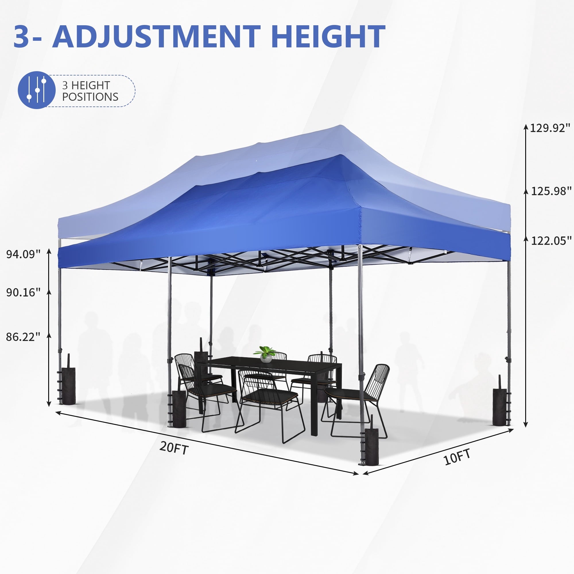 Ainfox 5-Piece Sidewalls for 10x20 Pop Up Canopy Tent, 420D Oxford PVC Waterproof Sun Shade Privacy Walls with Windows & Zippers, White