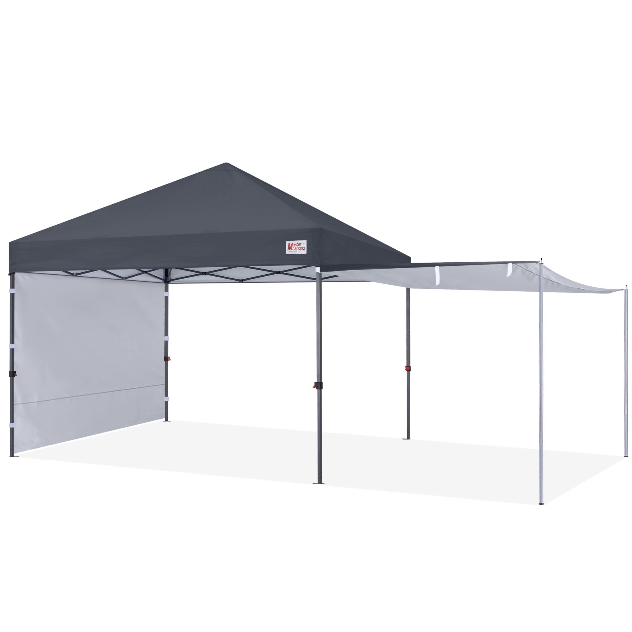 MASTERCANOPY 10 x 10ft Pop-up Canopy Tent with 2 Detachable Side Shades, White