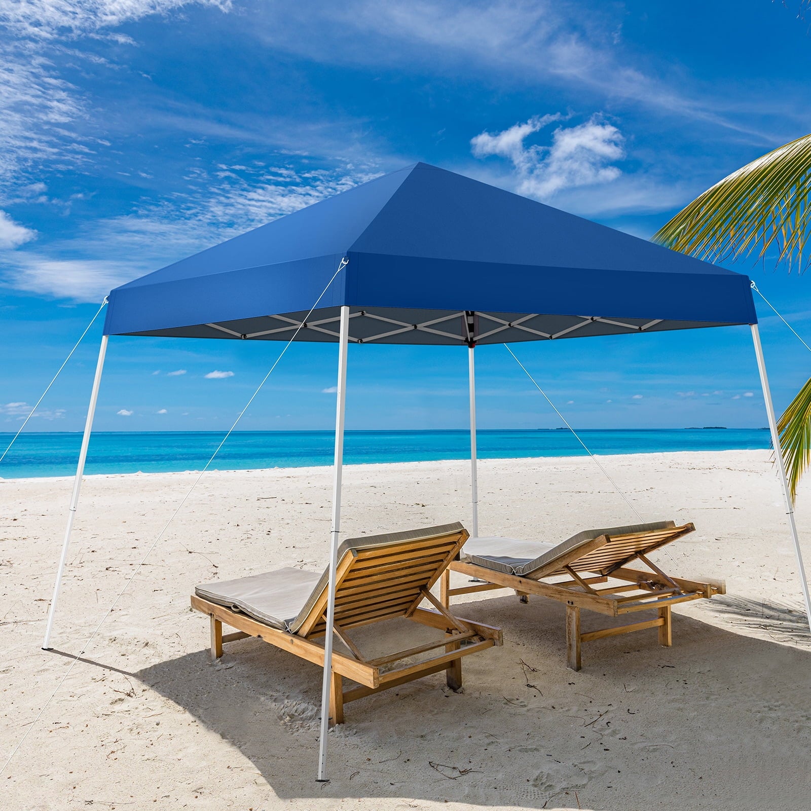 Ktaxon 10ft x 10ft Ez Pop Up Canopy Tent,Outdoor Sun Shade Shelter,Beach Tent,Outdoor Gazebo for Party Wedding Camping BBQ Events,Blue
