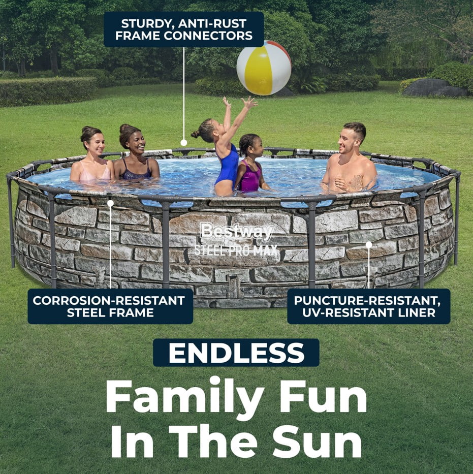 Bestway Steel Pro MAX 10'x30\ Metal Frame Above Ground Pool Set w/ Filter Pump & Cartridge