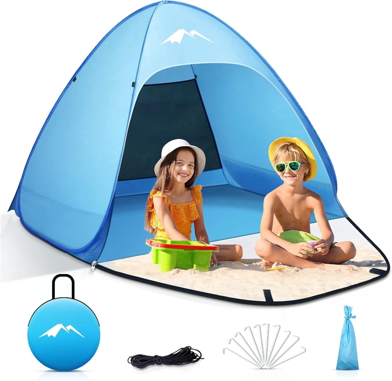 Pop up Beach Tent,  1-2 Person Portable Sun Shelter with UV 50+ Protection for Seaside and Picnic, Sky Blue
