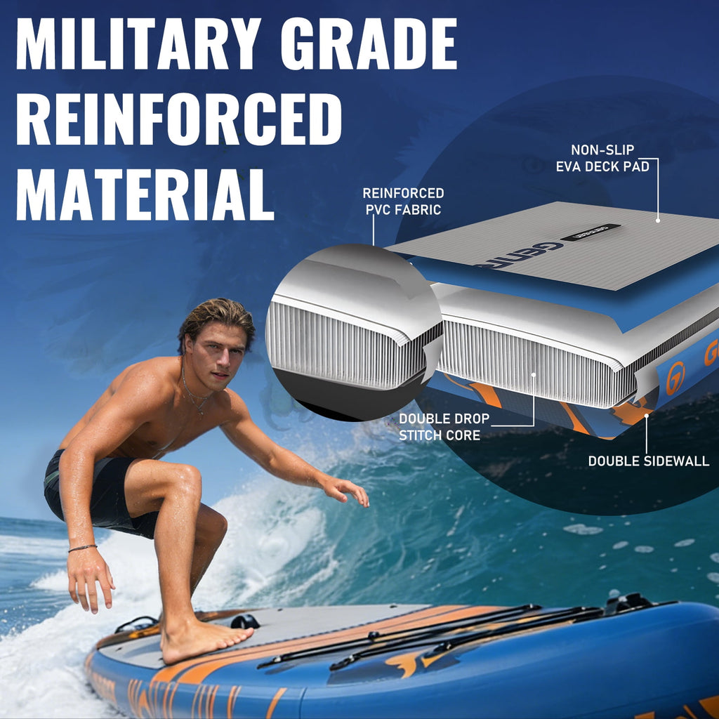 Genreen 11ft Inflatable Stand up Paddle Board (SUP), All-Around Fishing Paddle Board Full Kit for Youth & Adults